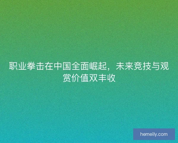 职业拳击在中国全面崛起，未来竞技与观赏价值双丰收